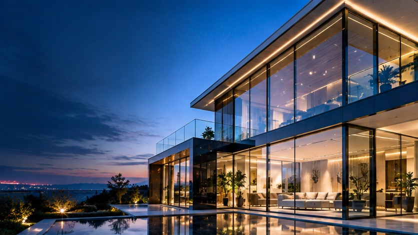 Modern architectural glass installation